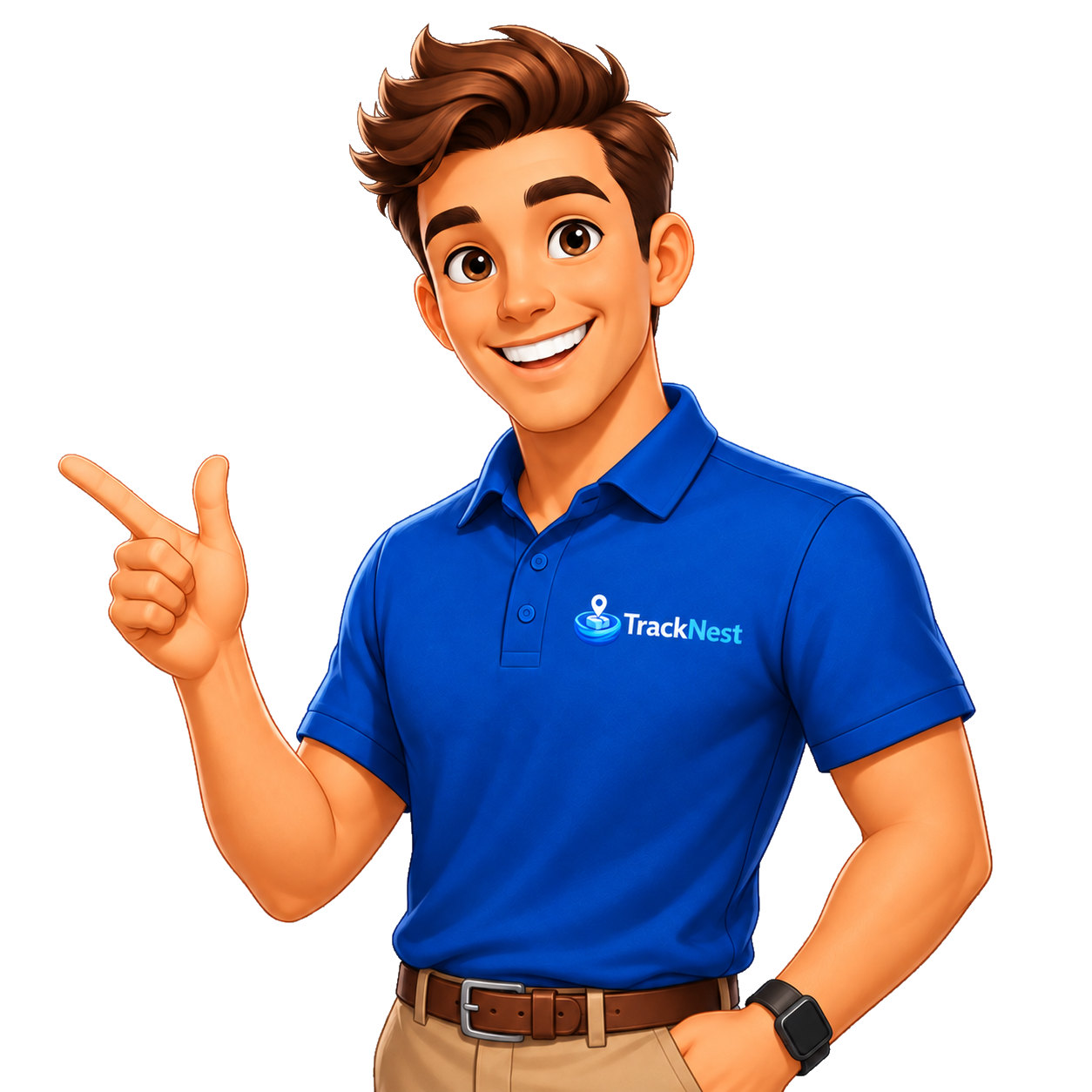 TrackNest guide pointing toward the service overview